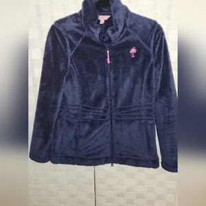 Lilly Pulitzer Maddie sherpa fleece full-zip jacket in navy blue Sz S